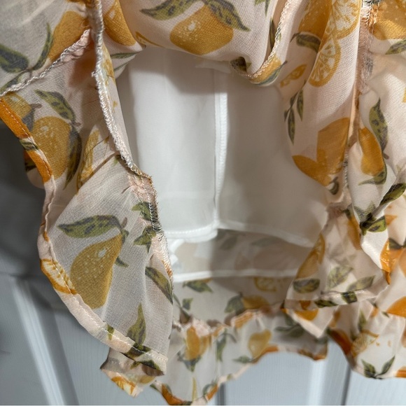 Aqua dress sz small, blush with a lemon pattern, flowy, spring, summer - Picture 6 of 11